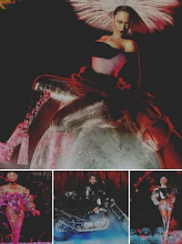 a collage of pictures of a woman on a motorcycle